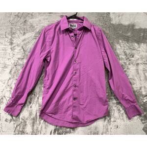 Men’s Purple Button Down Blouse Size Small 14-14 1/2 Long Sleeve Office Career